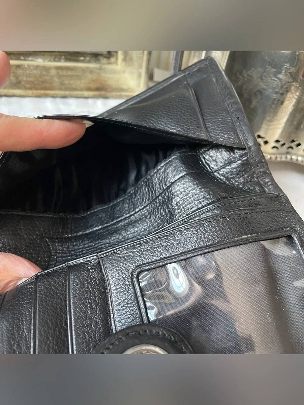 Brighton black leather woven crossbody wallet